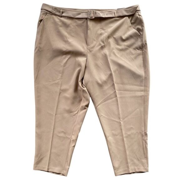 Torrid Tan Belted Tapered Leg Trouser Office Work Pants NWT Plus Size 26/3X - Picture 3 of 7